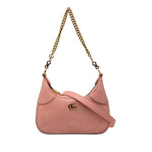 Gucci Double GG Aphrodite Shoulder Bag Hobo Pink Leather